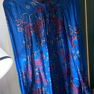 Xhilaration Blue Midi Dress with Pink Floral Accents